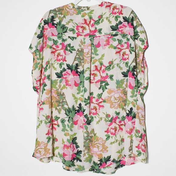 Torrid Popover Floral Blouse Zipper Front Top Bloomcore Spring Office Size 2 2X - Picture 2 of 6